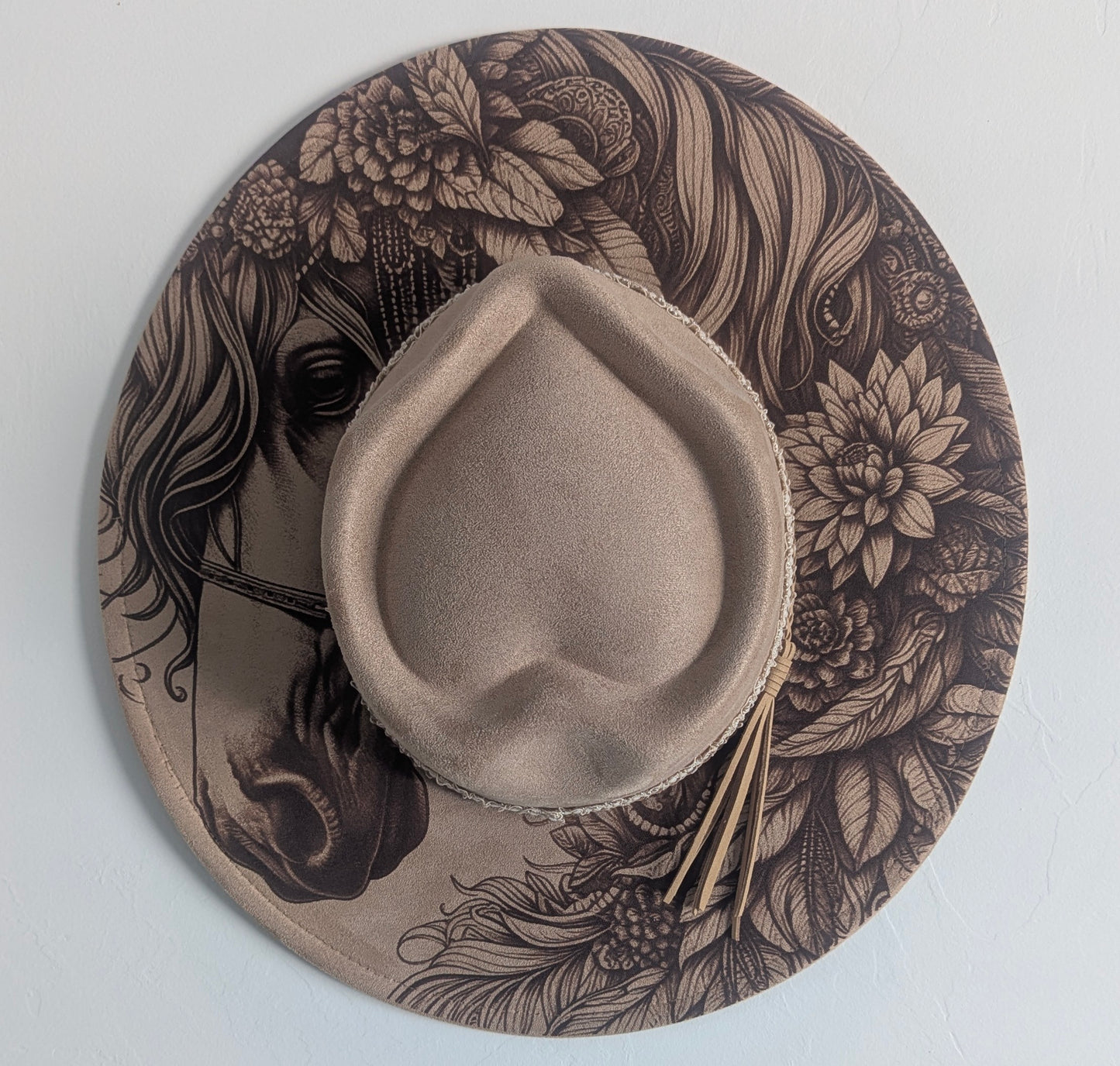Wide Brim Hat - Heart Crown