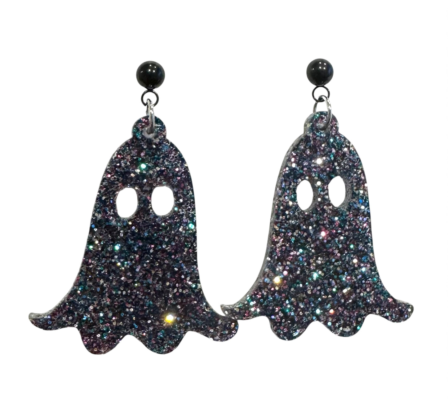 Glitter Ghost Earrings – Ball Post Style