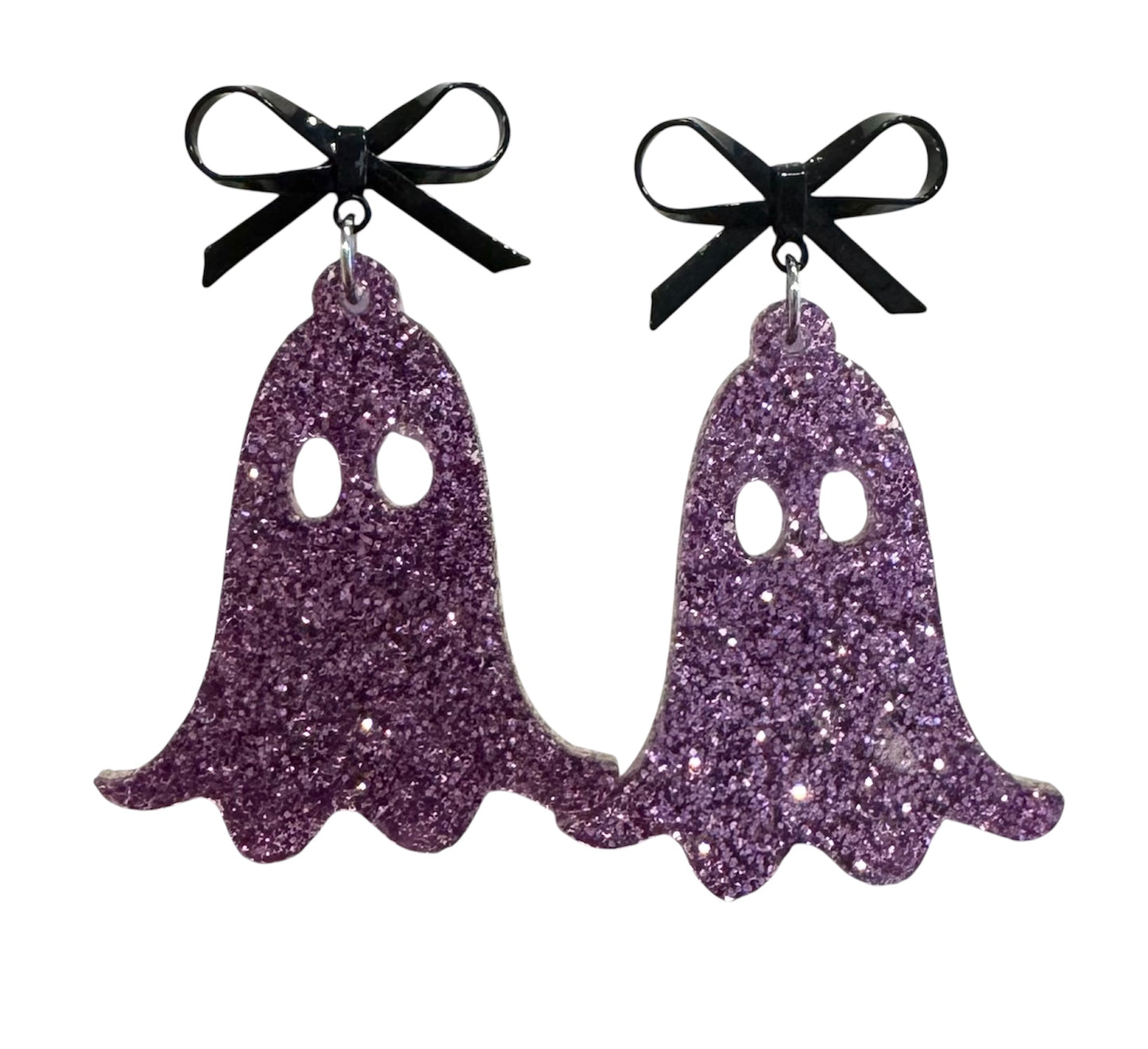 Glitter Ghost Earrings with Bows