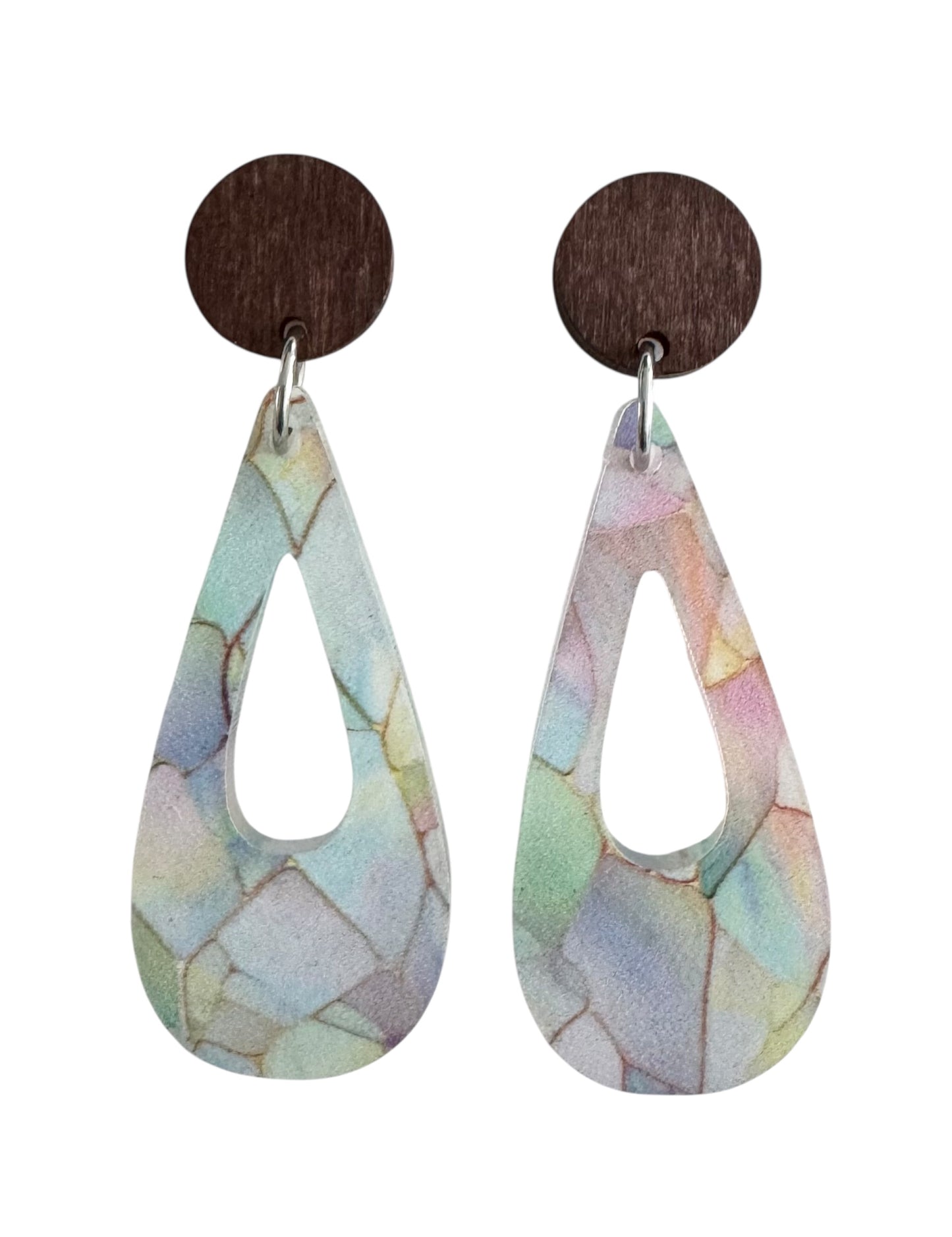 Teardrop Pastel Mosaic Earrings – Post & Dangle Styles