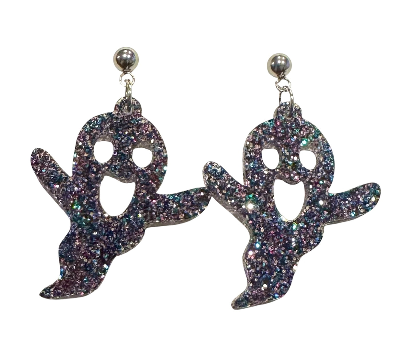 Glitter Ghost Earrings – Ball Post Style