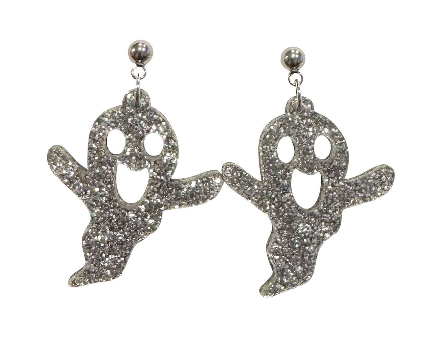 Glitter Ghost Earrings – Ball Post Style