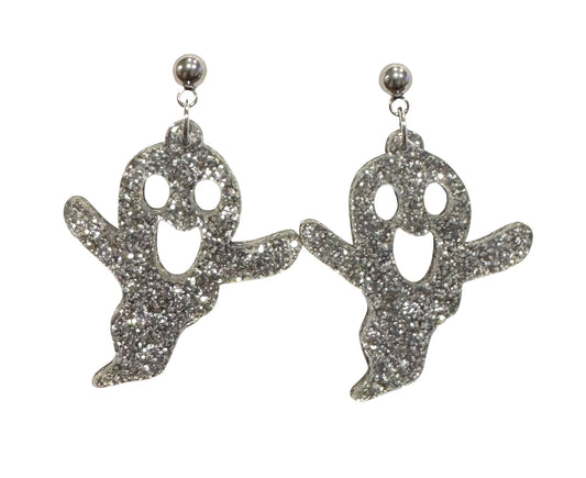 Glitter Ghost Earrings – Ball Post Style