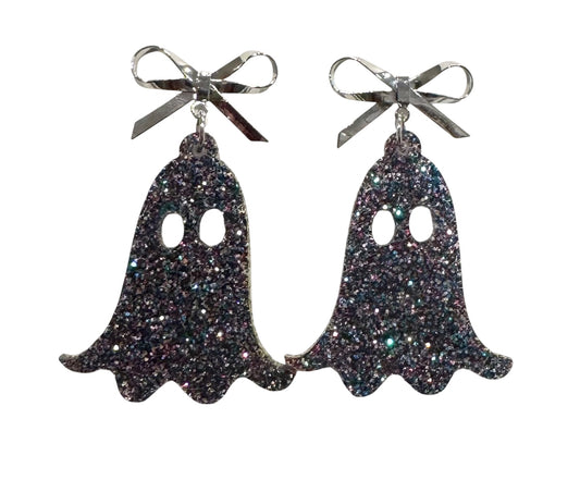 Glitter Ghost Earrings with Bows