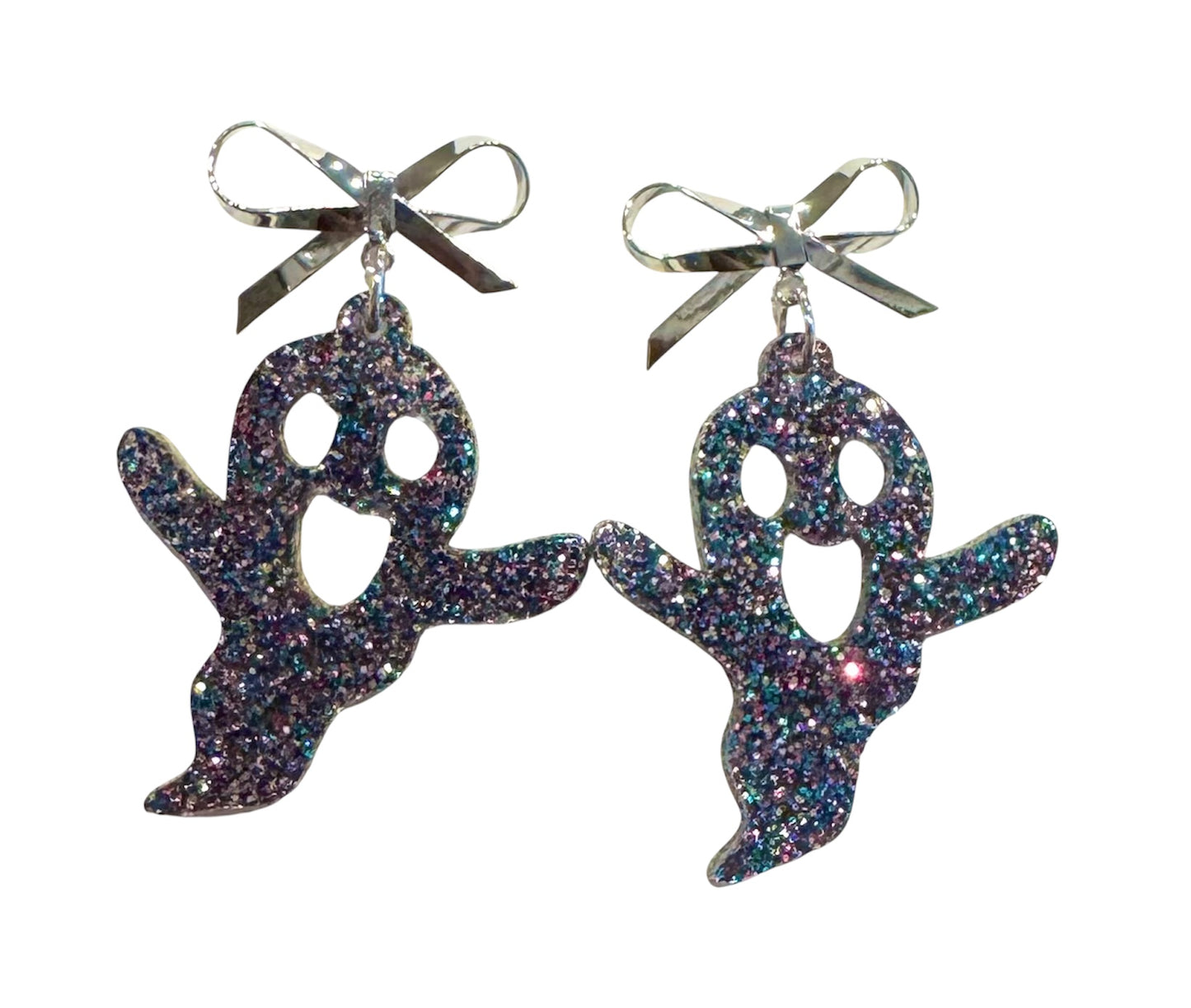 Glitter Ghost Earrings with Bows