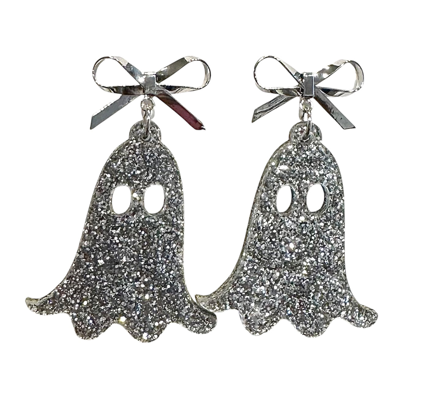 Glitter Ghost Earrings with Bows
