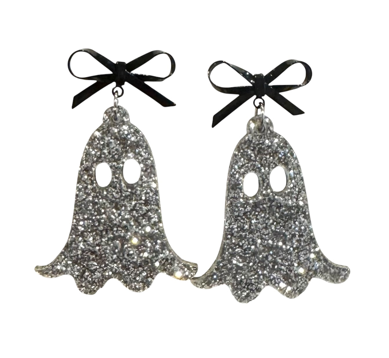 Glitter Ghost Earrings with Bows