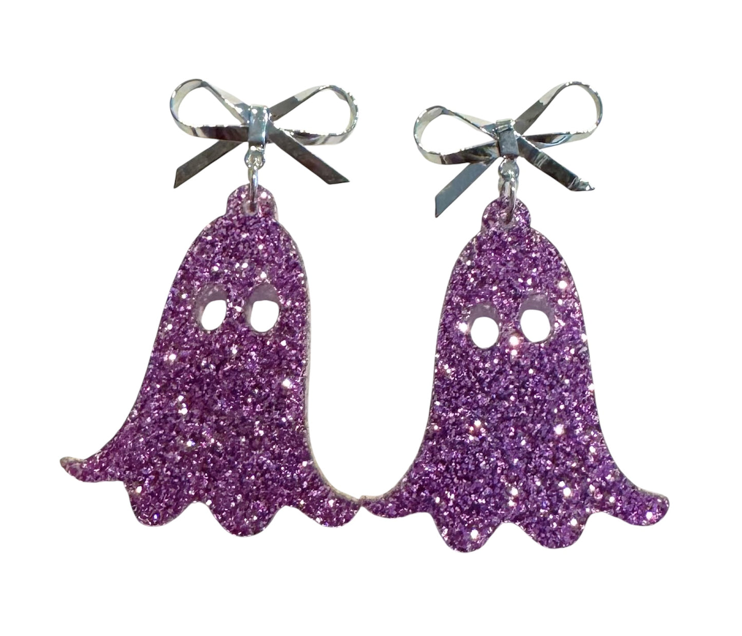 Glitter Ghost Earrings with Bows