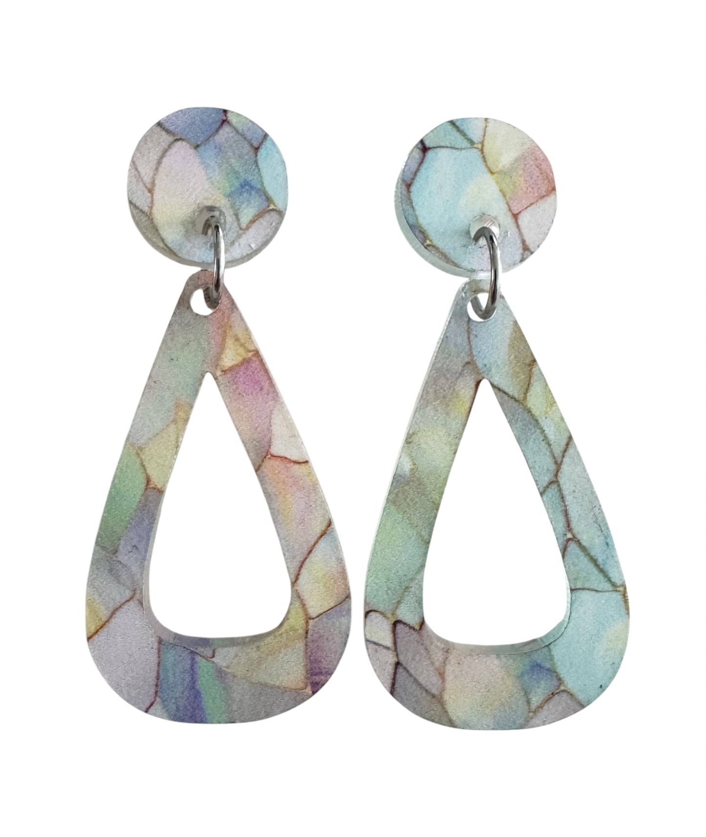 Teardrop Pastel Mosaic Earrings – Post & Dangle Styles