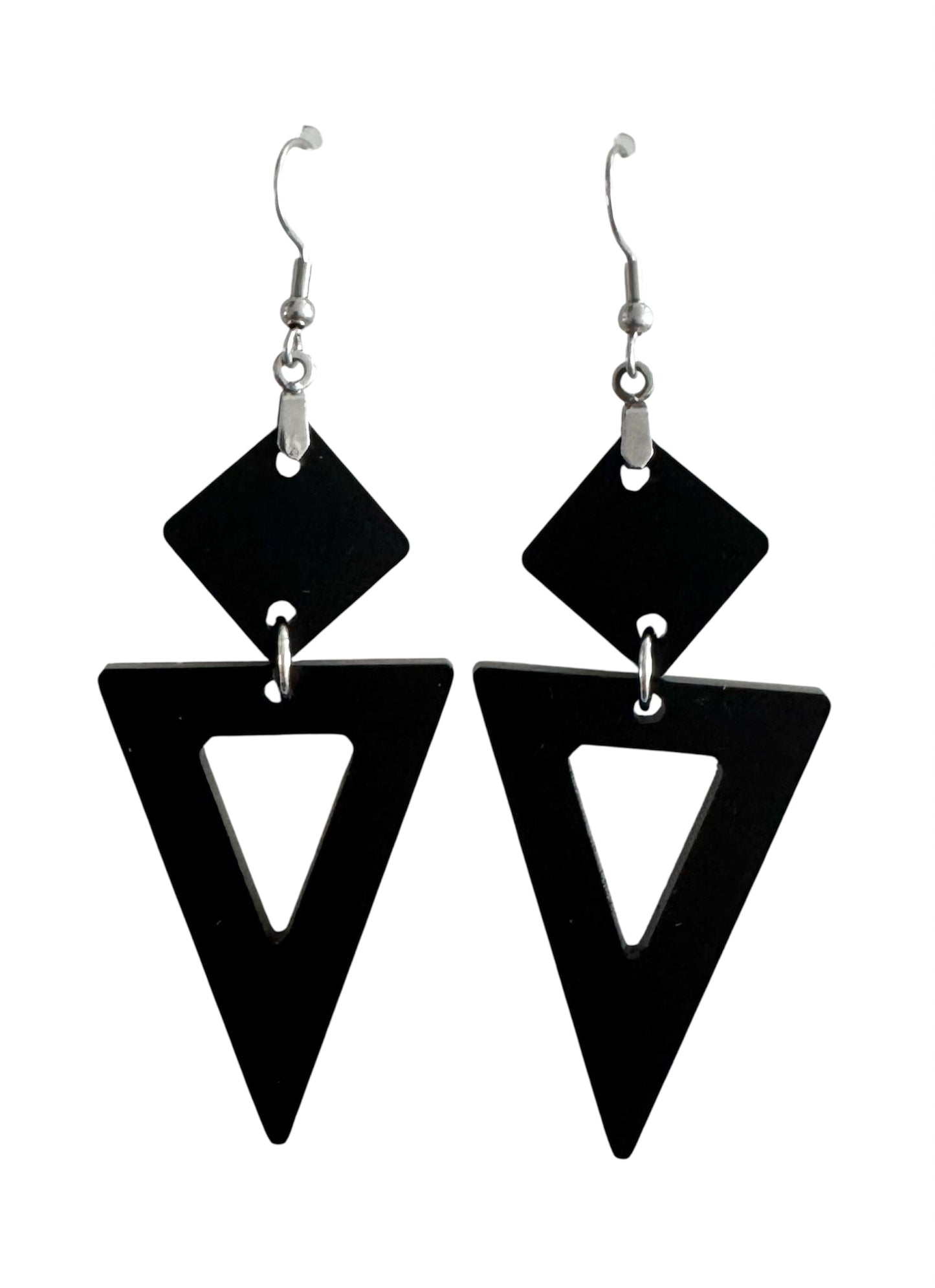 Triangle Wood & Leopard Acrylic Earrings – Stud & Dangle Styles