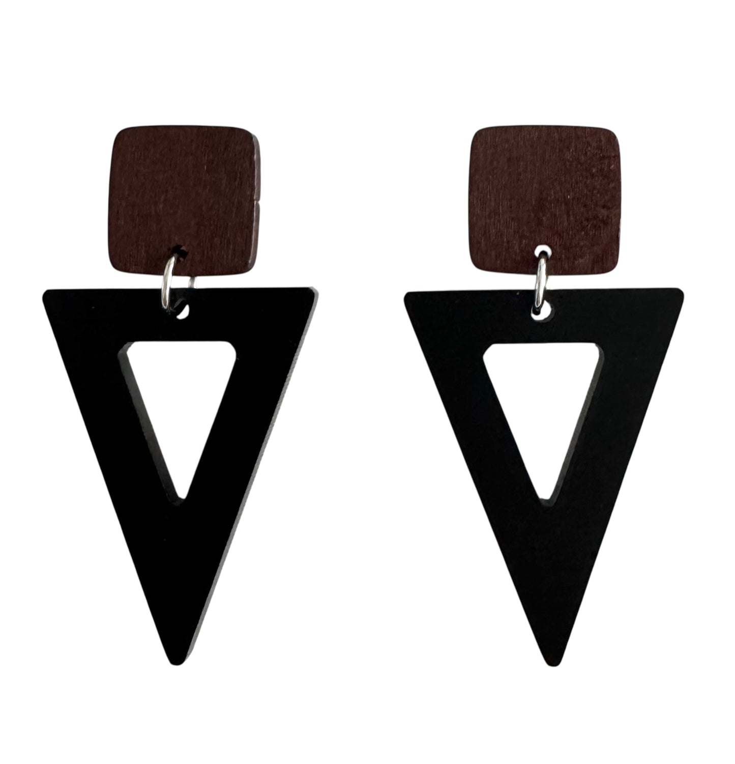 Triangle Wood & Leopard Acrylic Earrings – Stud & Dangle Styles