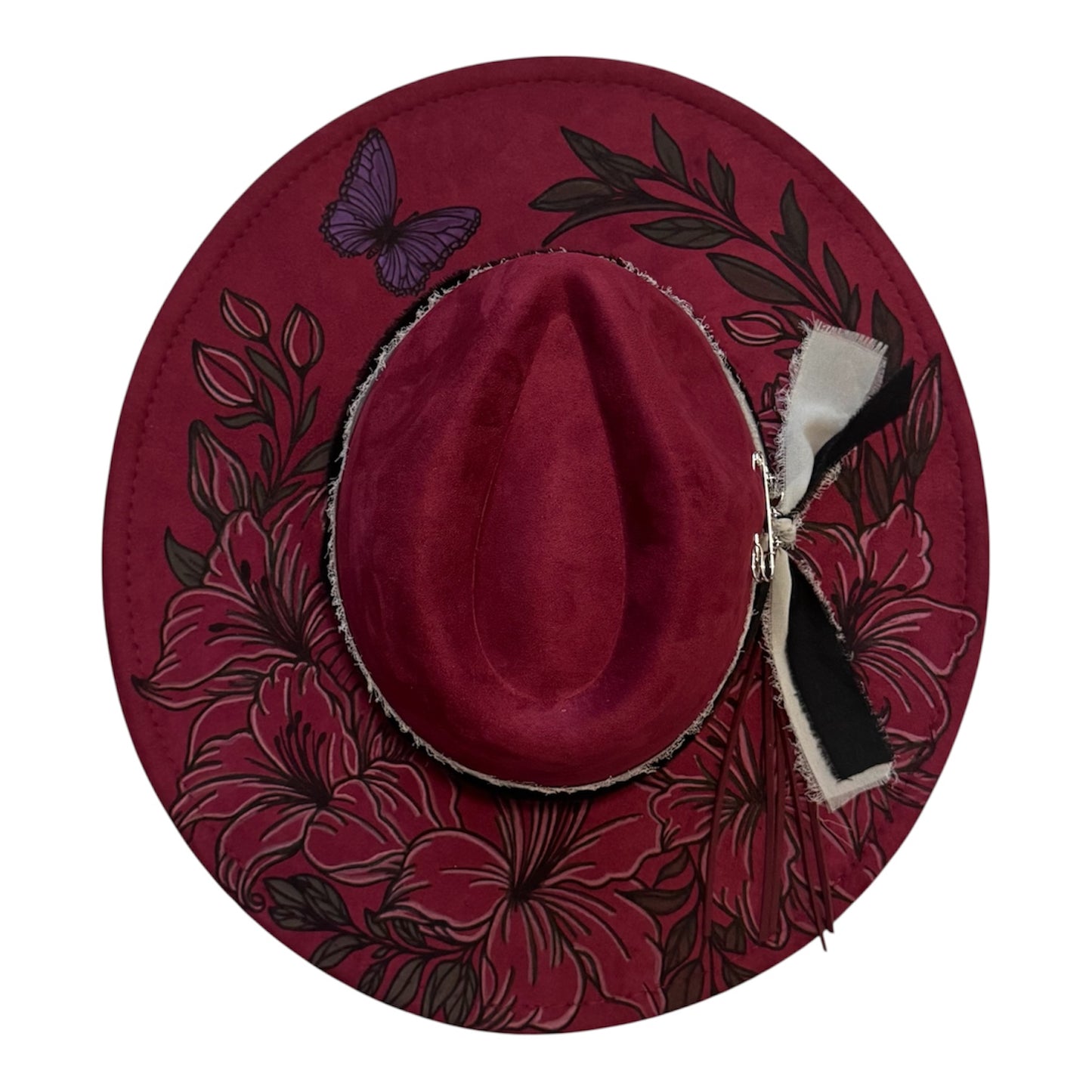 Purple - Floral and Butterfly Laser Engraved Hat