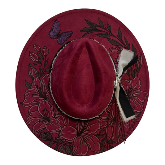 Purple - Floral and Butterfly Laser Engraved Hat