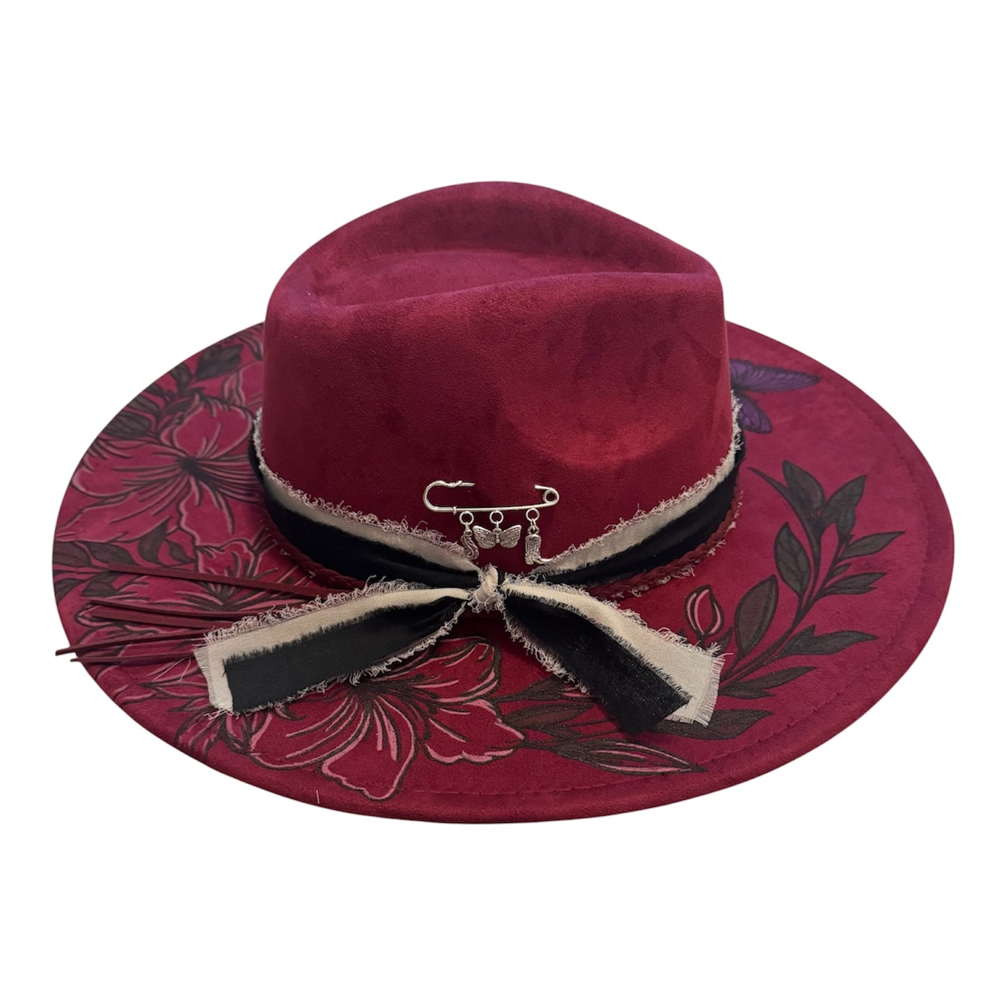 Purple - Floral and Butterfly Laser Engraved Hat