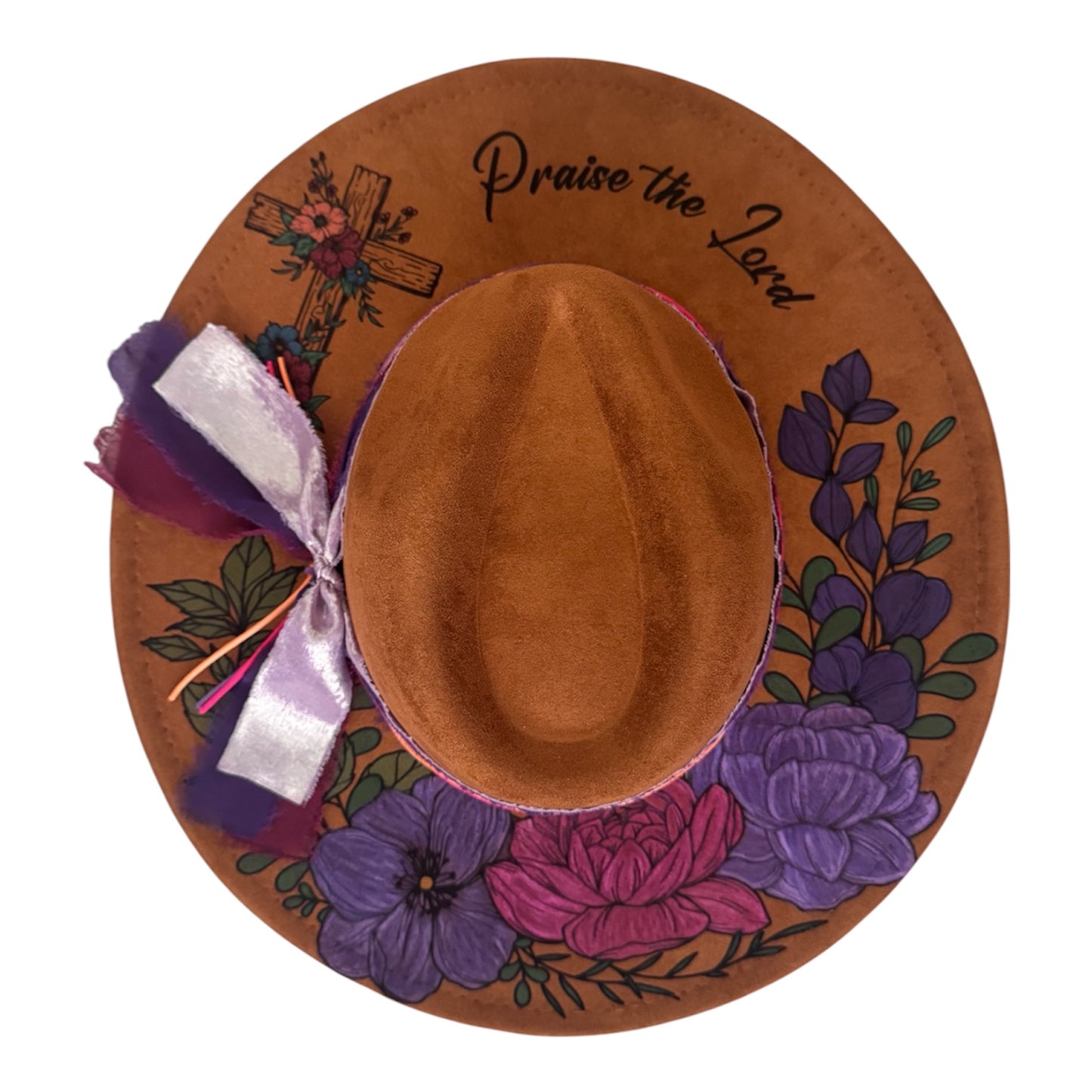 Floral/Cross "Praise The Lord" - Laser Engraved Hat