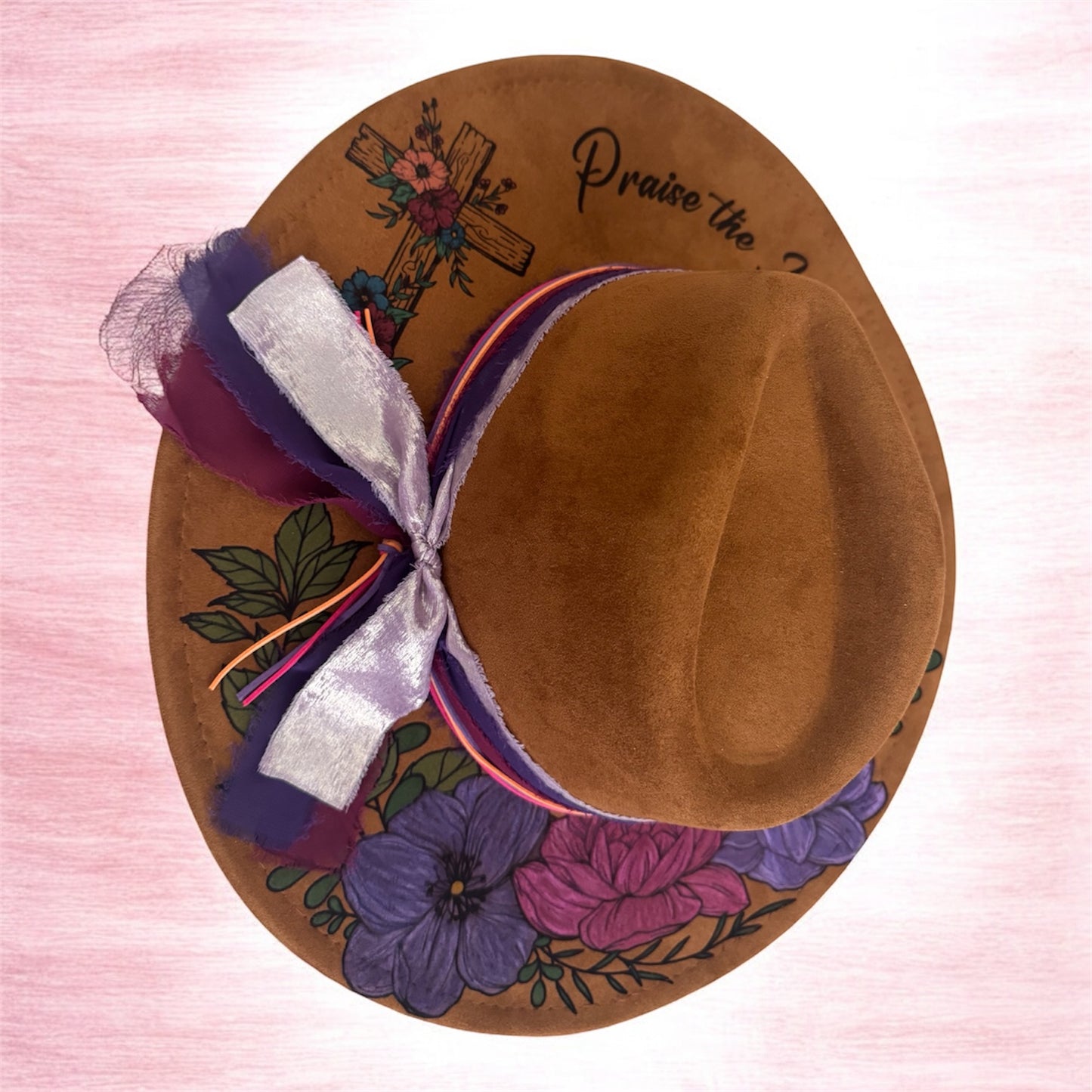 Floral/Cross "Praise The Lord" - Laser Engraved Hat